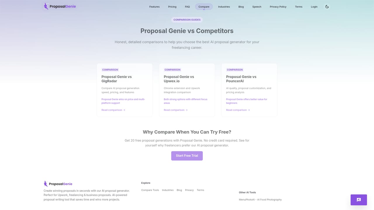 Proposalgenie — Compare plans and upgrade