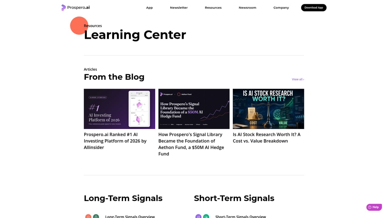 Prospero.ai — Read the learning center before trusting a signal