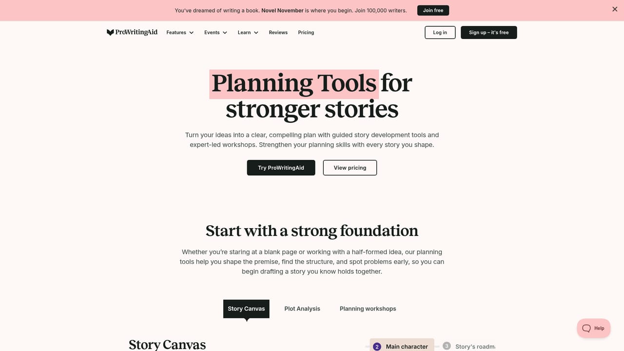 ProWritingAid — Shape the story before drafting