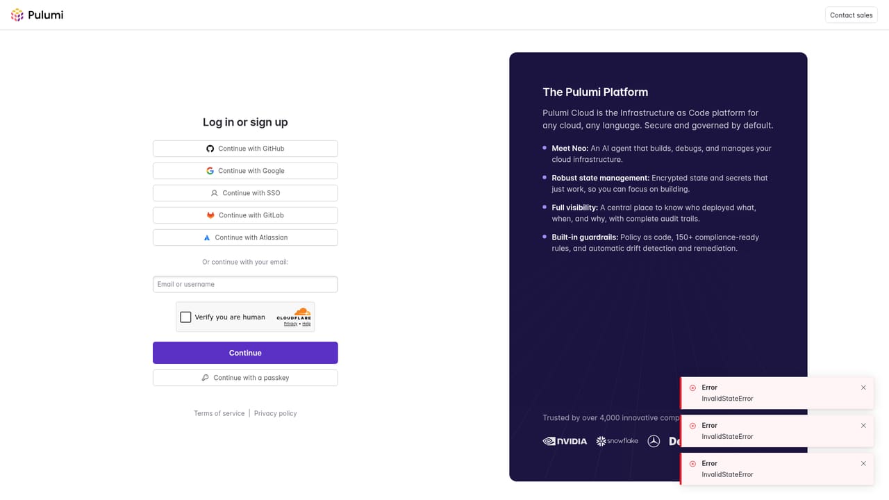 Pulumi — Sign up for Pulumi