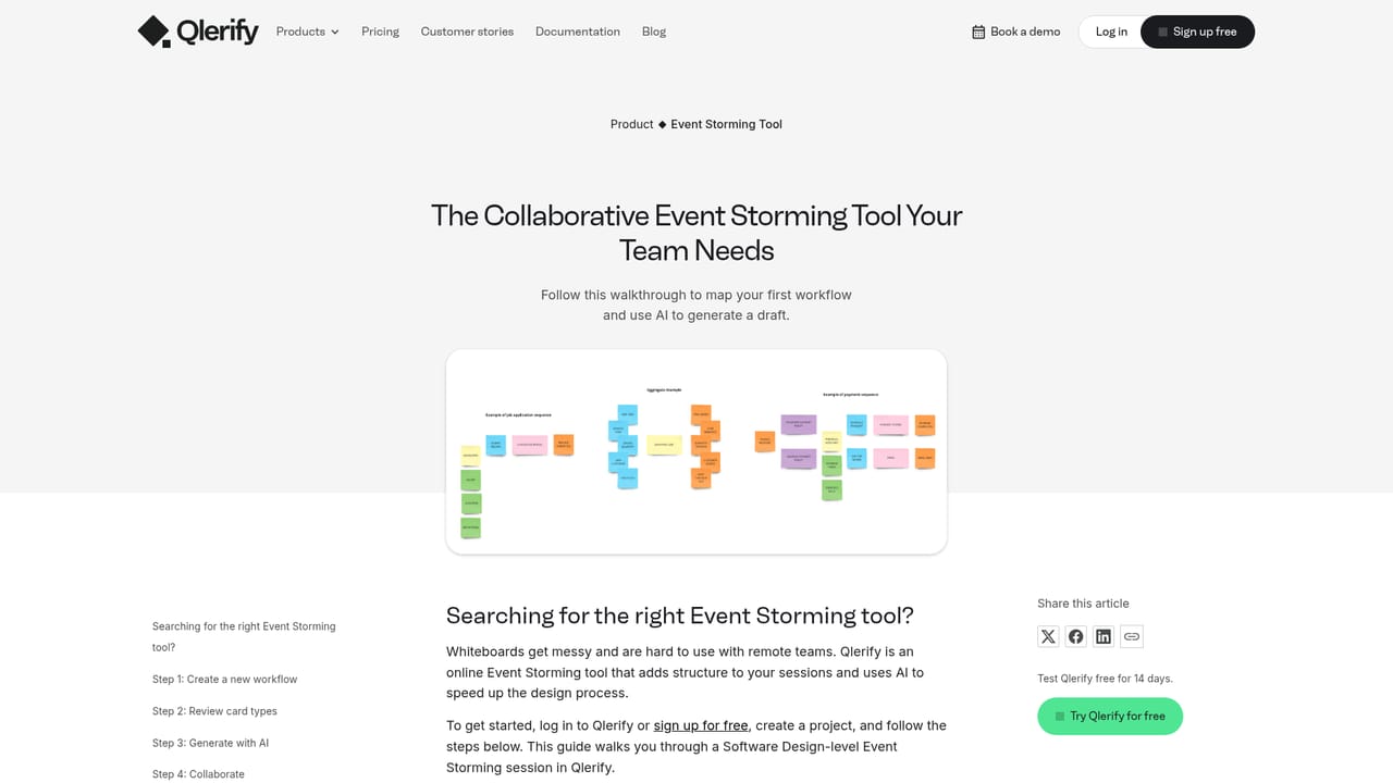 Qlerify — Run an Event Storming or event modeling session