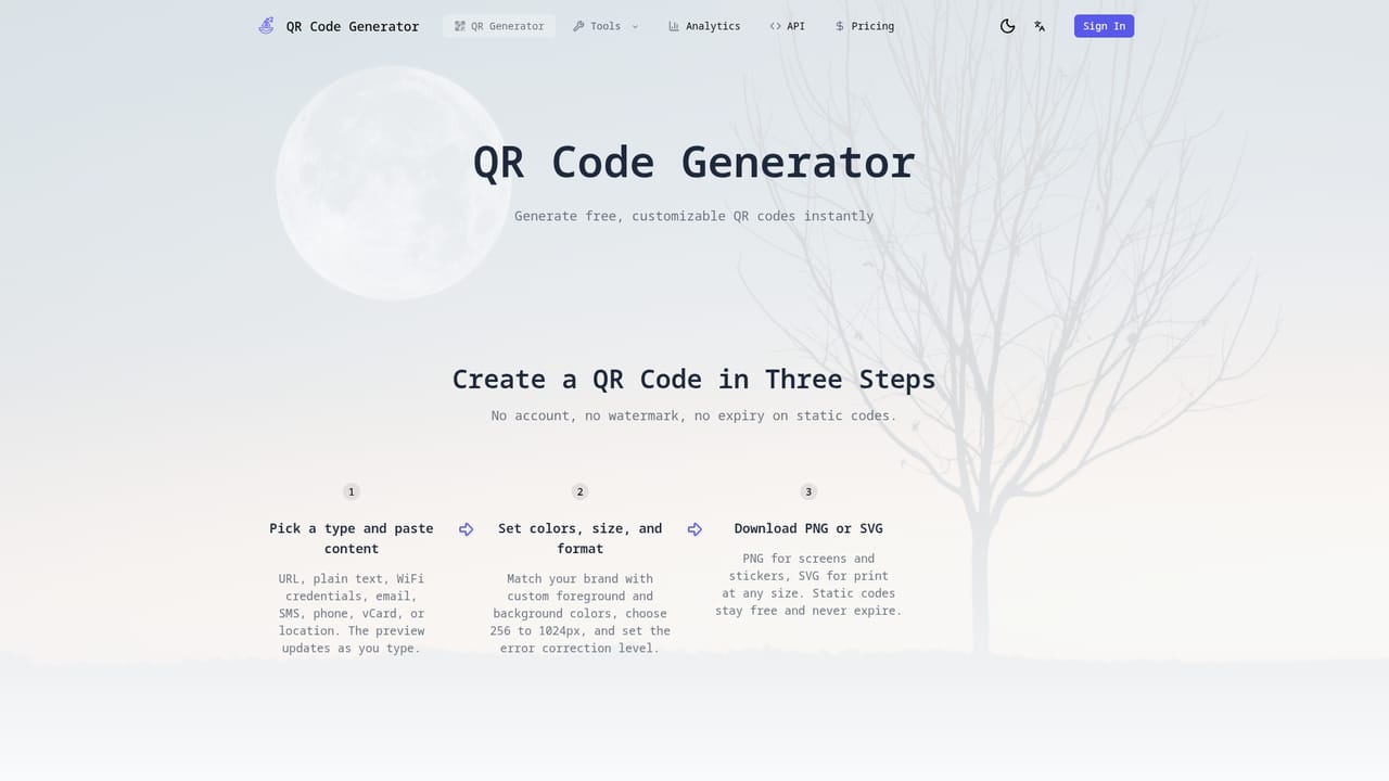 QRCode Generator VIP — Choose a QR code type