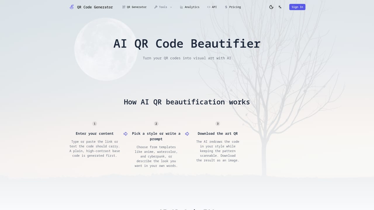 QRCode Generator VIP — Apply AI beautification (optional)