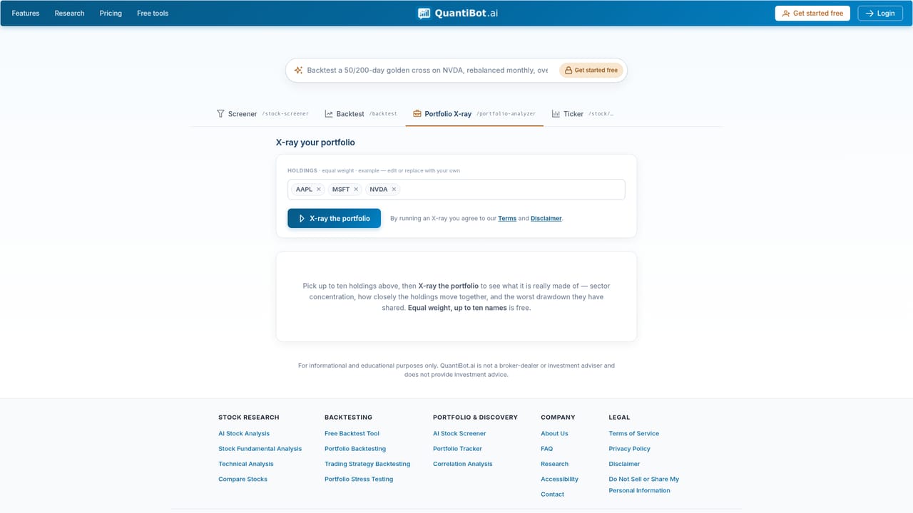QuantiBot.ai — Inspect holdings in the portfolio X-ray