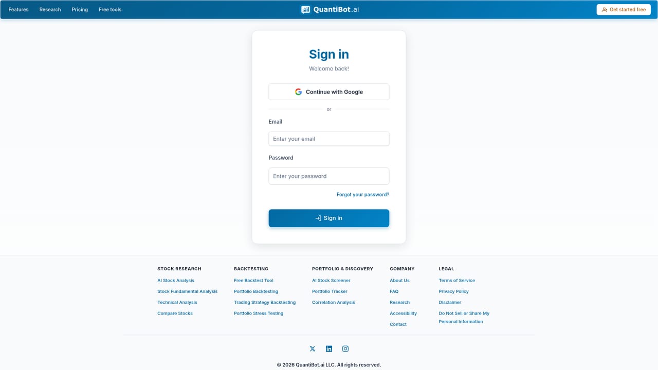 QuantiBot.ai — Create an account