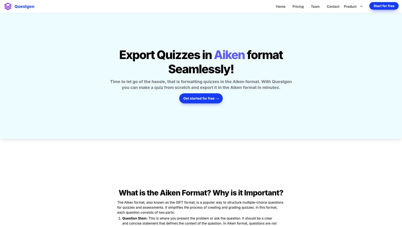 Questgen — Export, share or embed