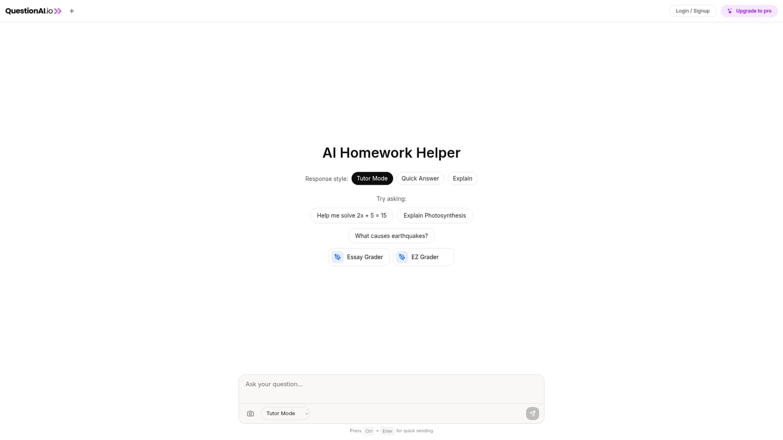 Question AI.io — Open the site and create an account