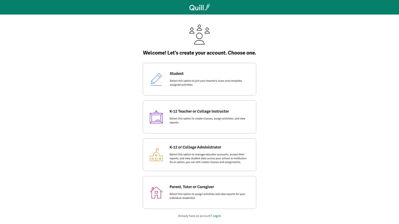 Quill Reading for Evidence — Create a teacher account