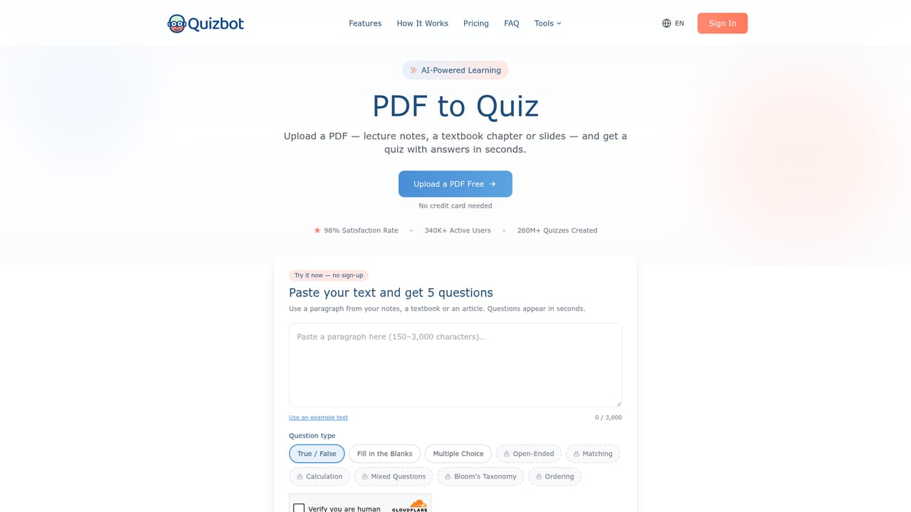 Quizbot — Add your source material