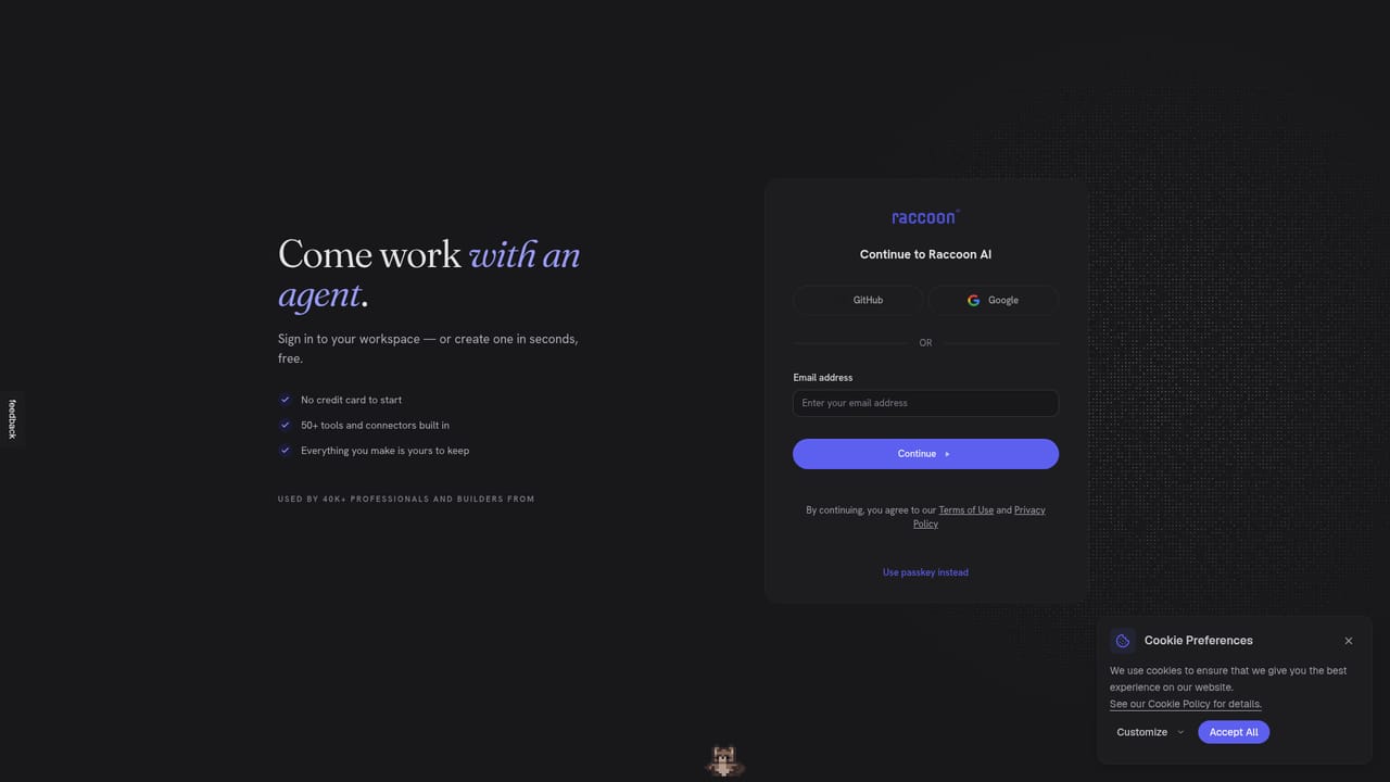 Raccoon AI — Create an account