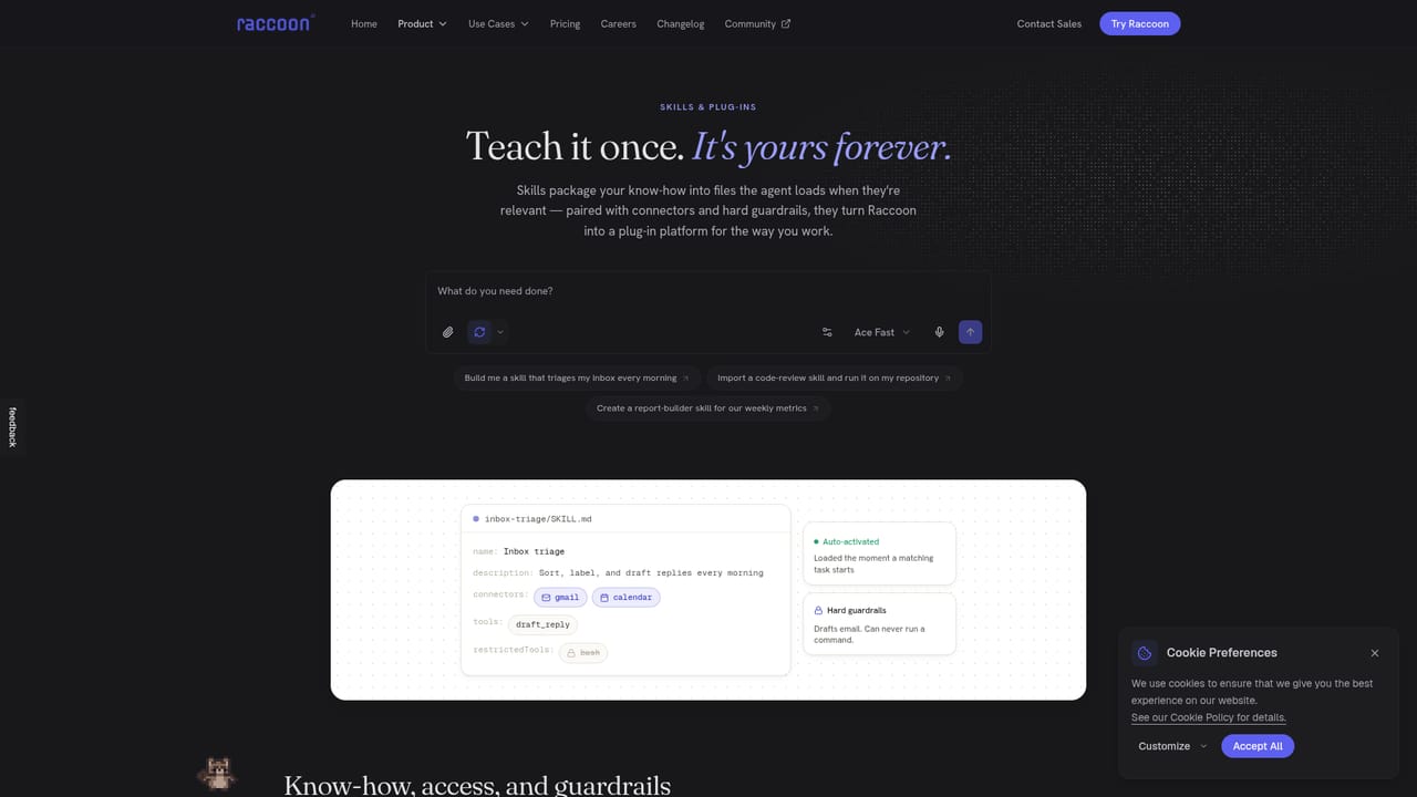 Raccoon AI — Teach a skill