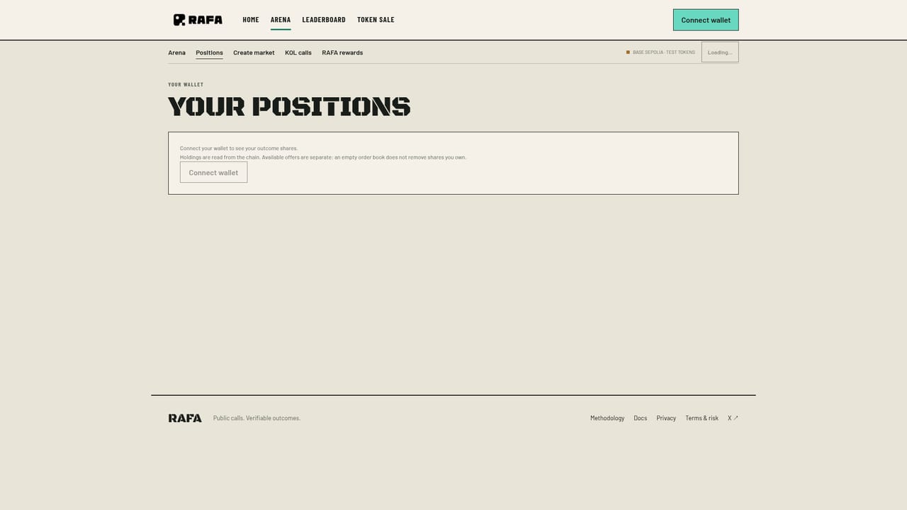 RAFA — Trade with test tokens and track positions