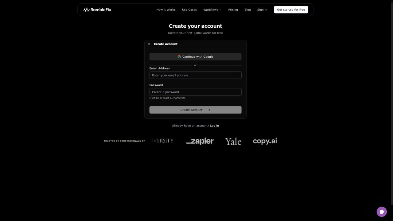 RambleFix — Create a free account
