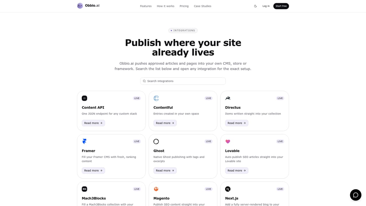Rankdesk — Connect your site and publish