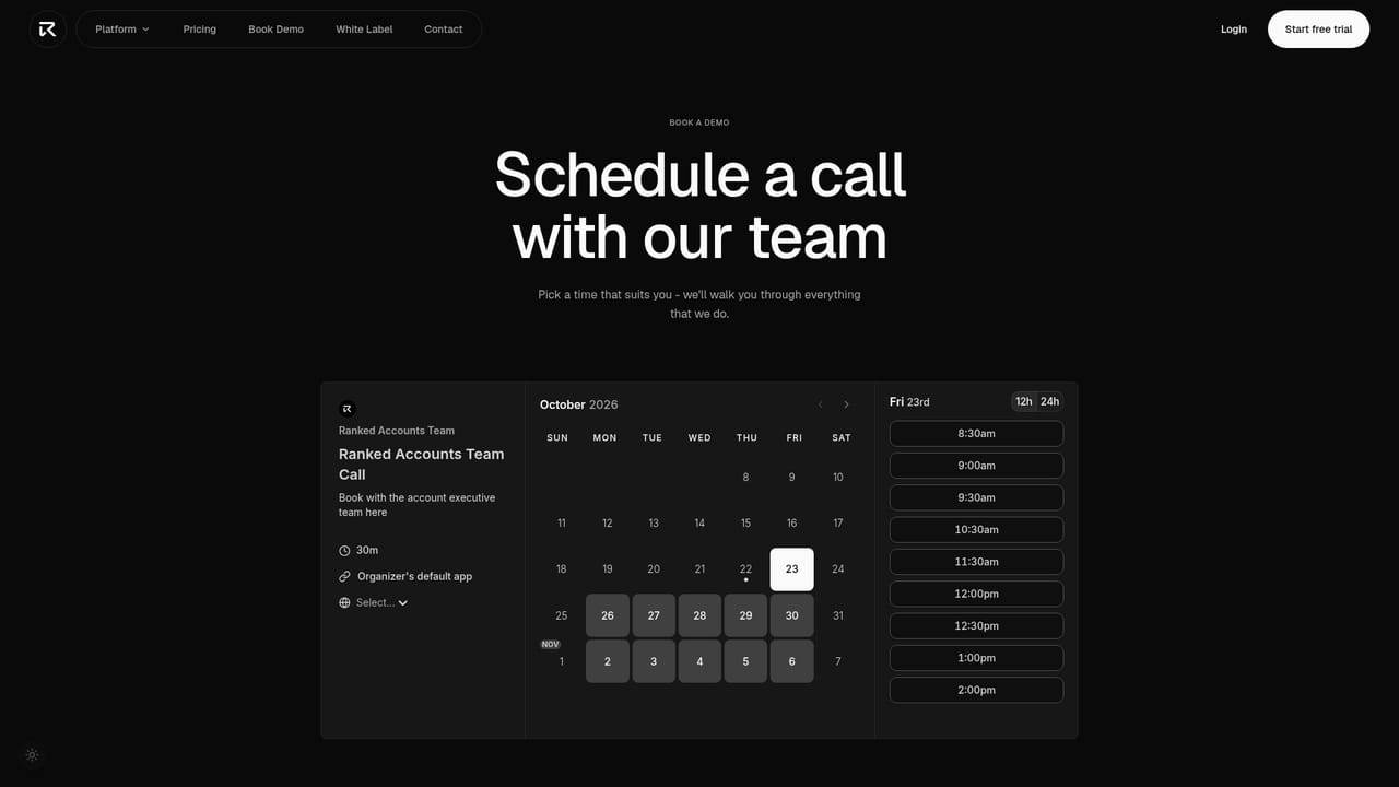 Ranked — Book a walkthrough with the team