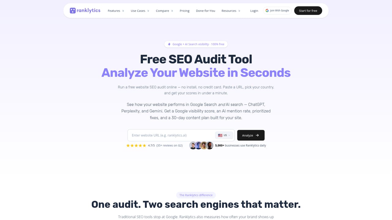 Ranklytics — Run the free SEO audit