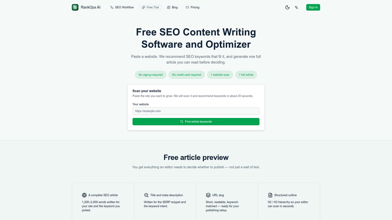 RankOps AI — Generate an editable SEO draft