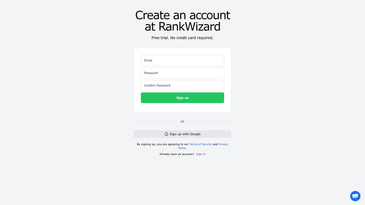 RankWizard — Create a free account
