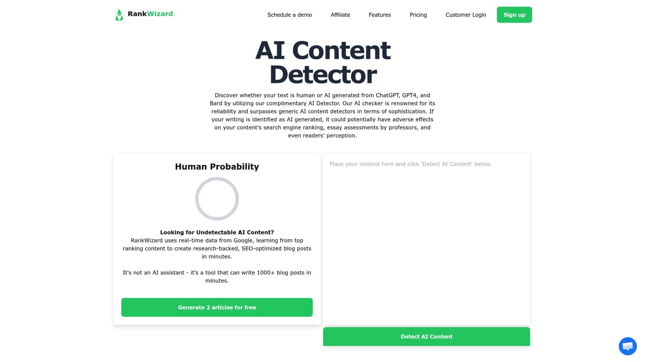 RankWizard — Check a draft against the content detector
