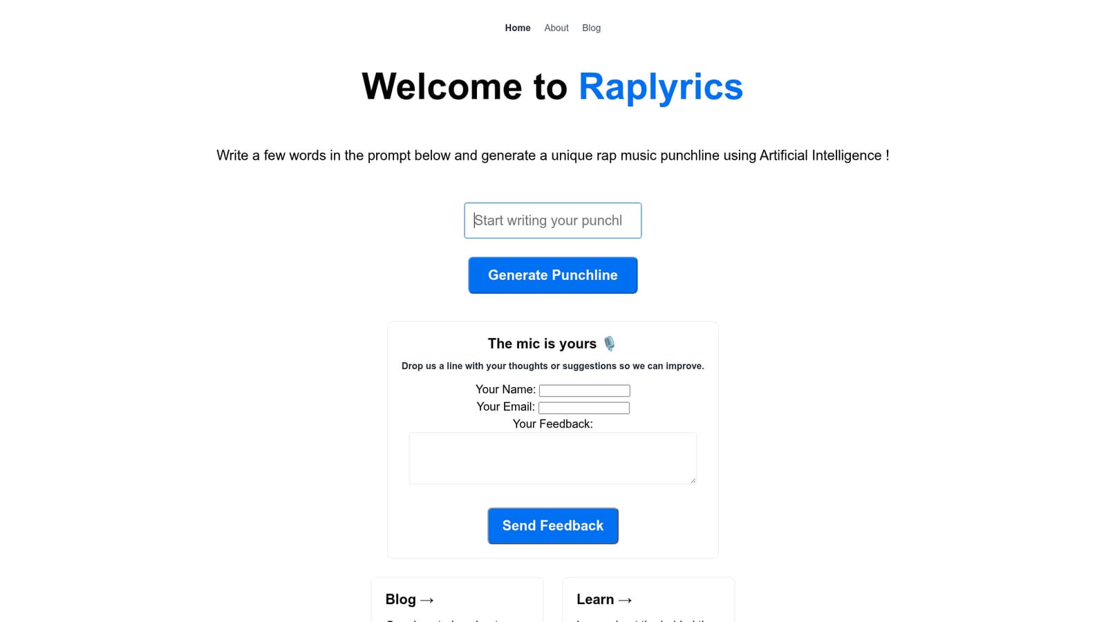 Raplyrics — Open the Raplyrics homepage