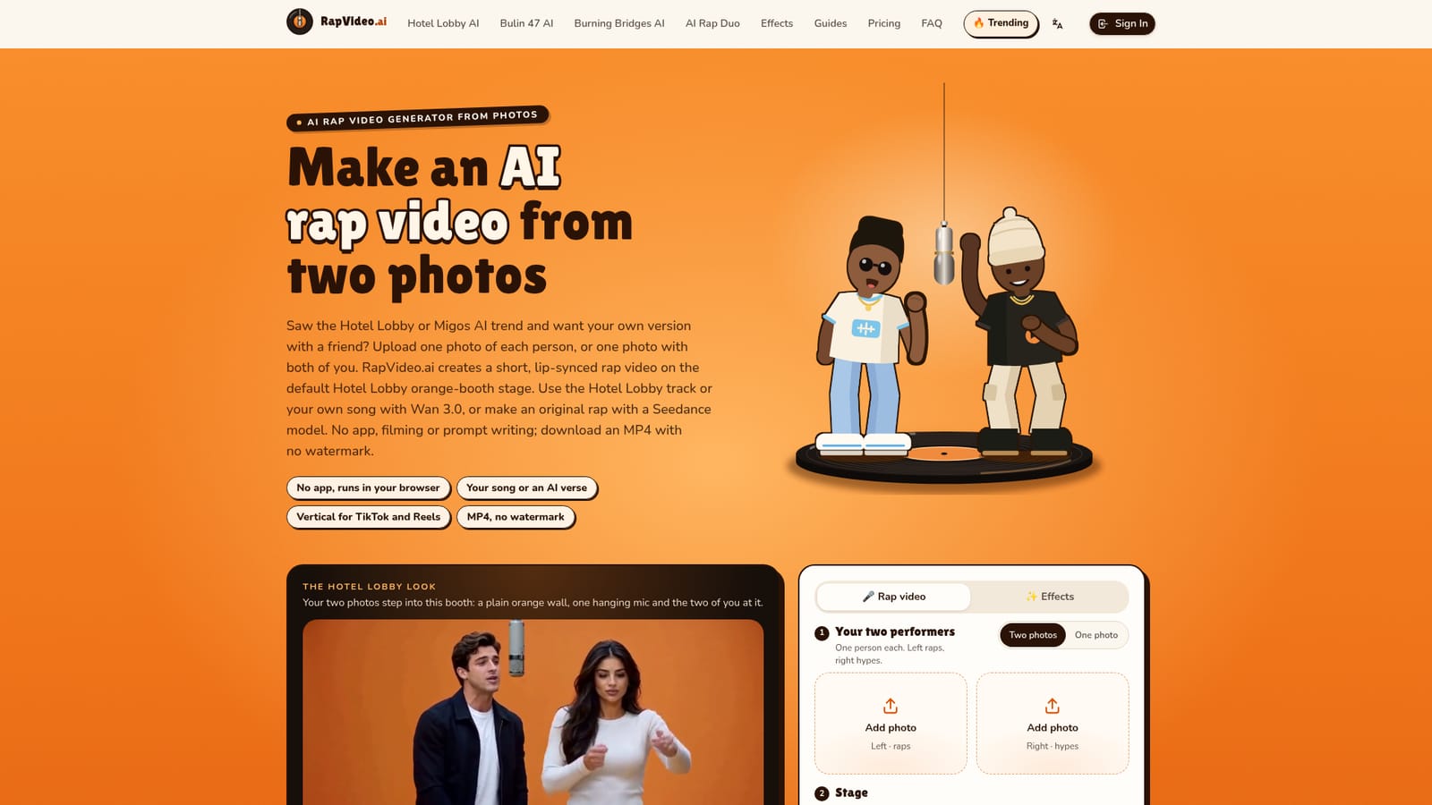 RapVideo.ai — Add your rap duo