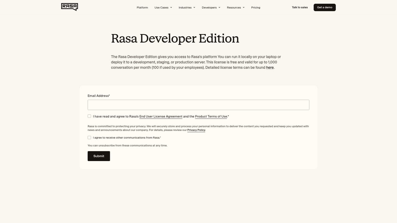 Rasa Multilingual AI — Request a Pro developer edition licence