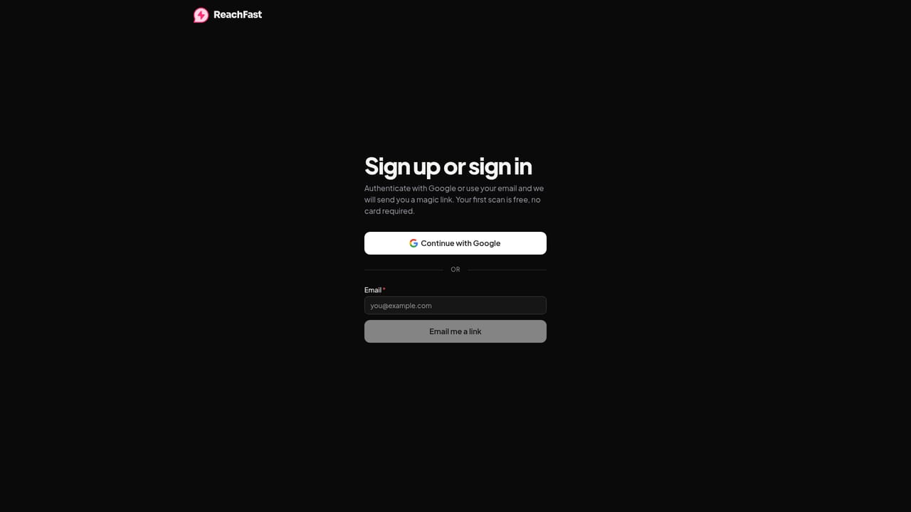 ReachFast — Sign in to save the project