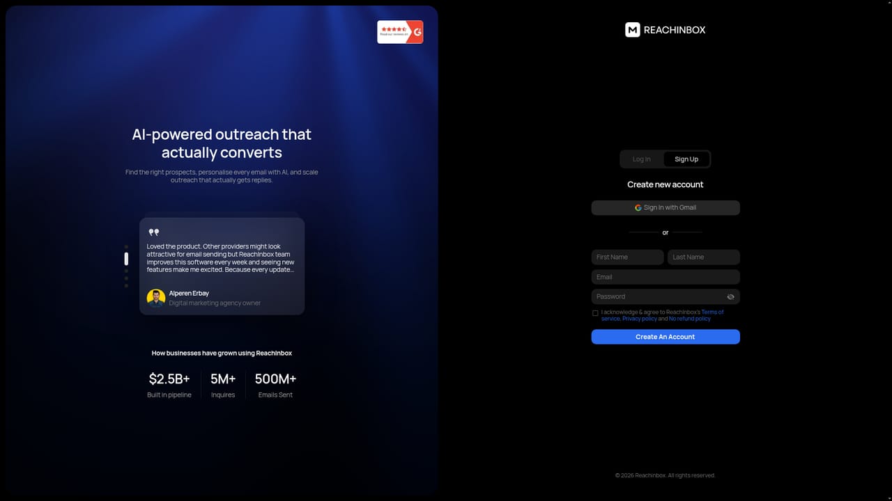 ReachInbox — Create your ReachInbox account