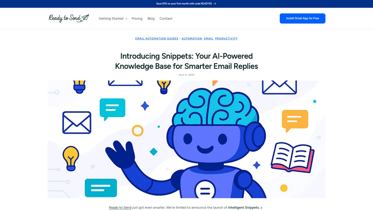 Ready to Send — Create snippets for common responses