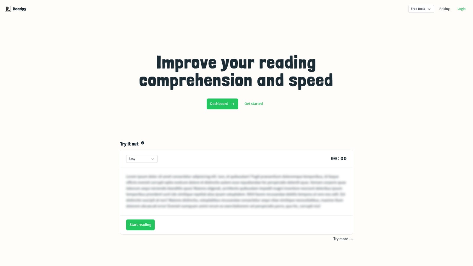 Readyy — Open the homepage and try a passage