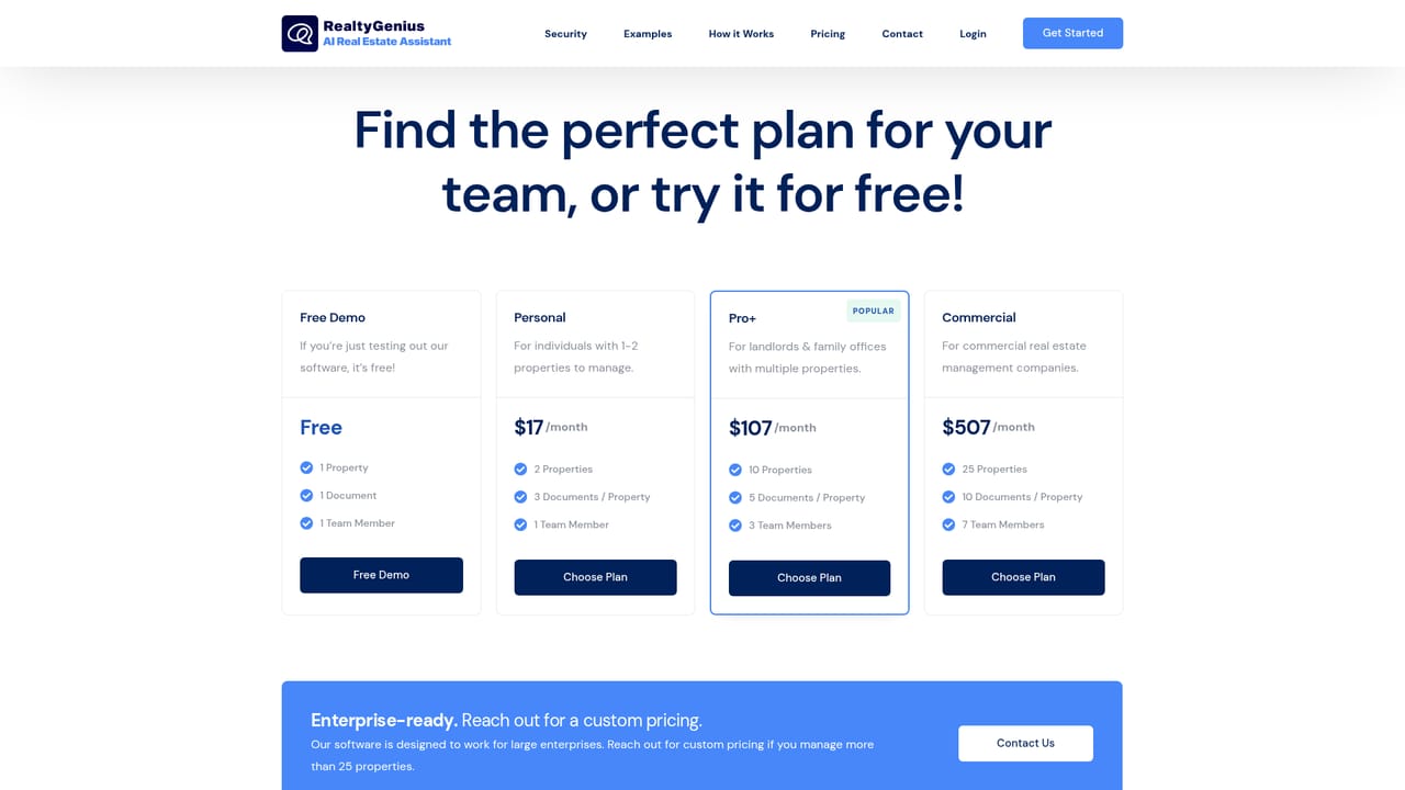 RealtyGenius — Review the pricing plans