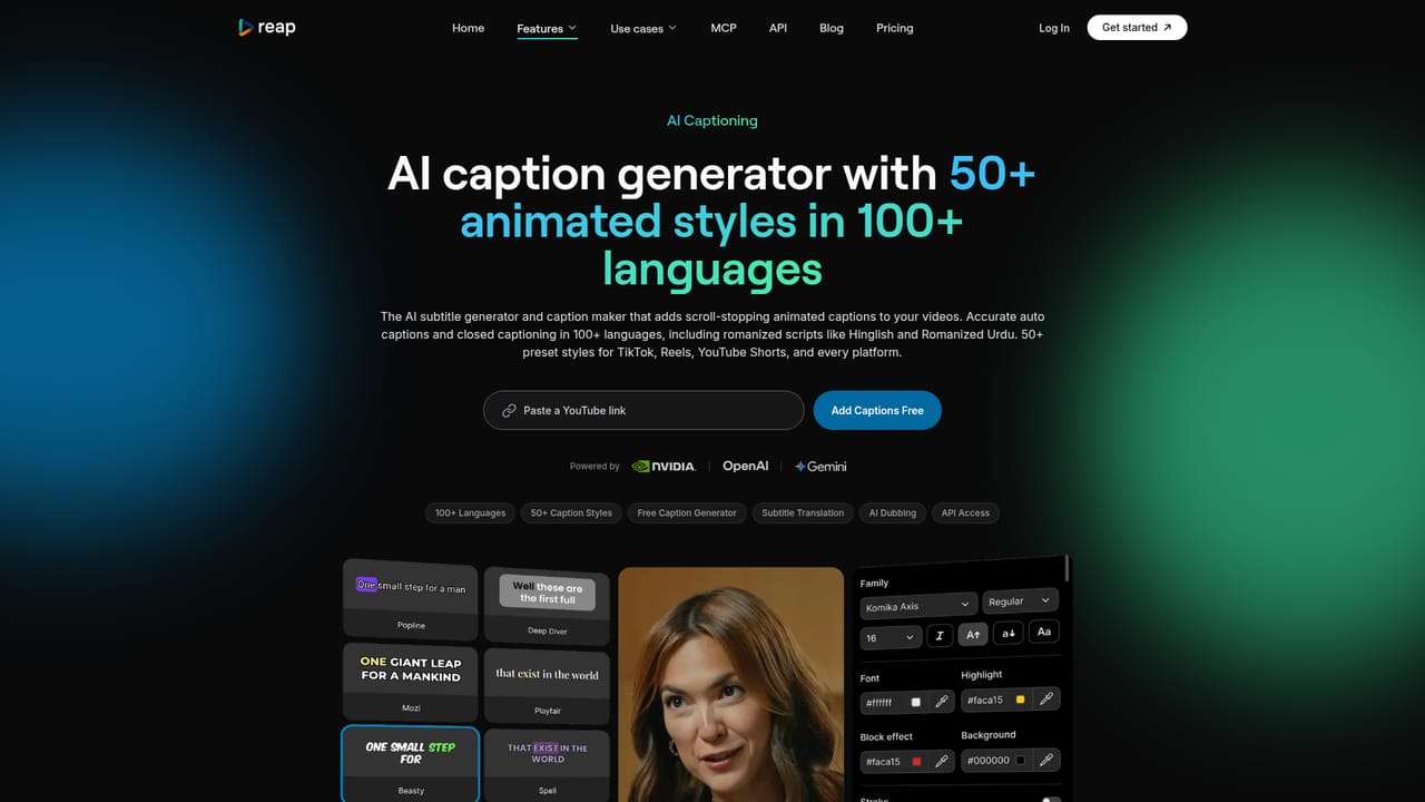 reap Ai — Style captions and reframe for vertical