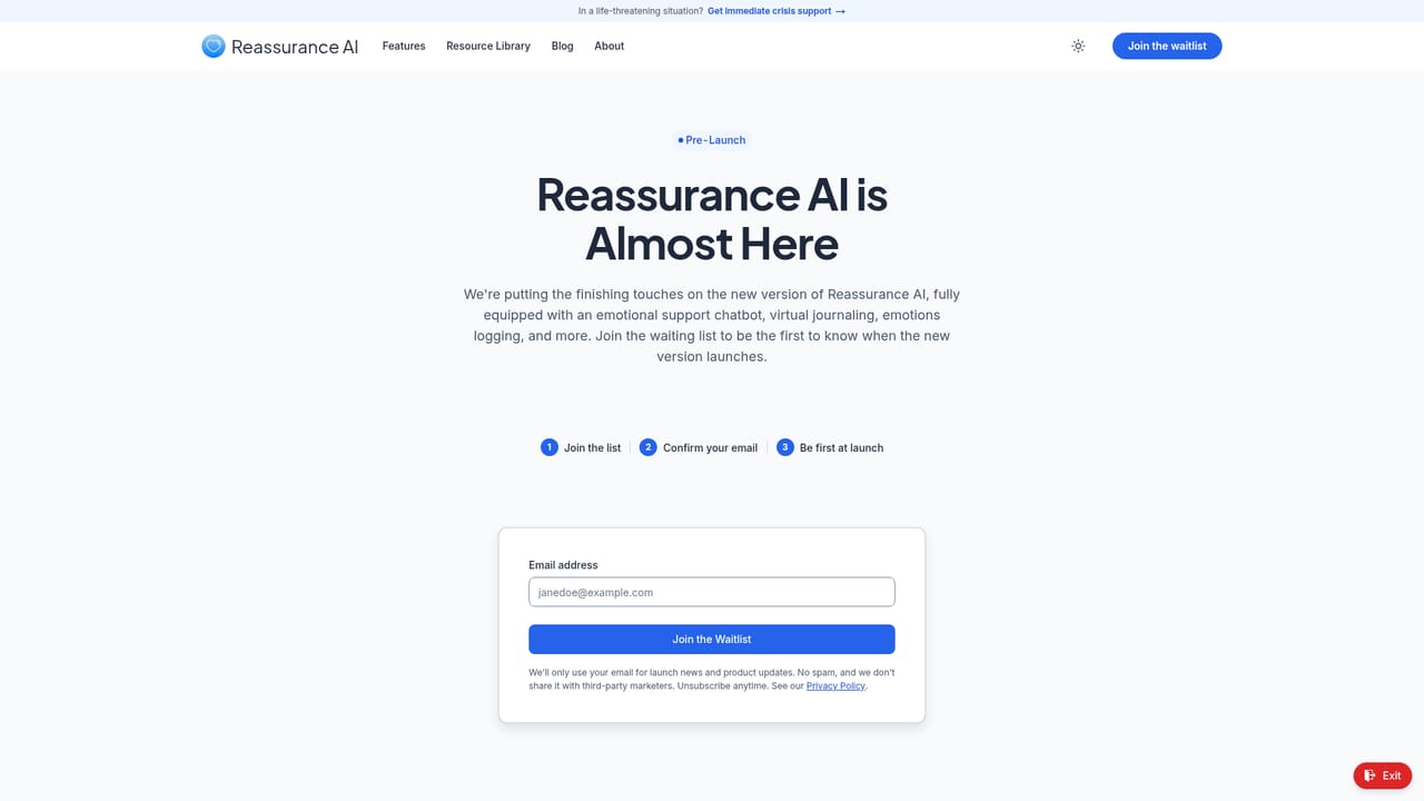 Reassurance AI — Join the waitlist
