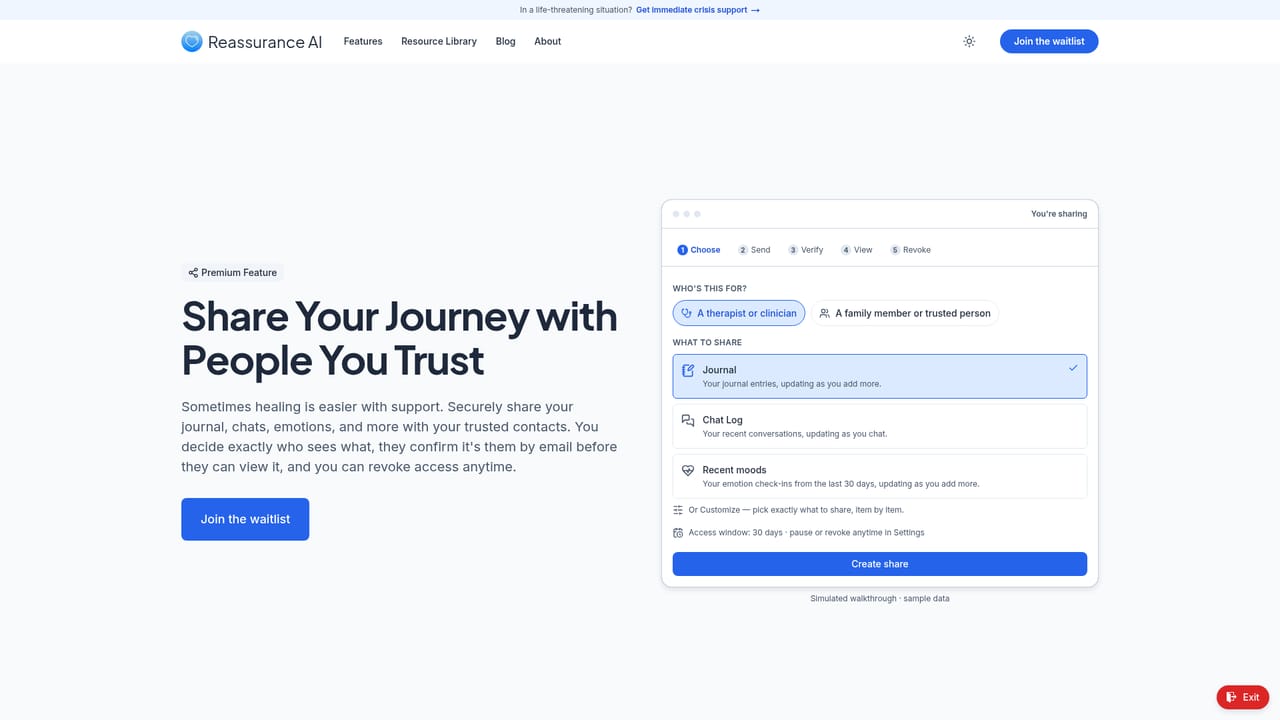 Reassurance AI — Review how sharing and privacy work