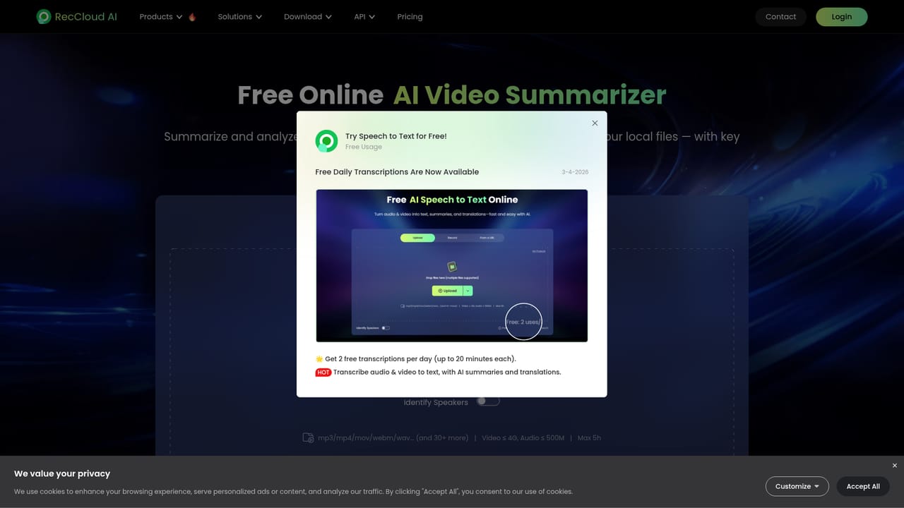 RecCloud — Summarize a long video