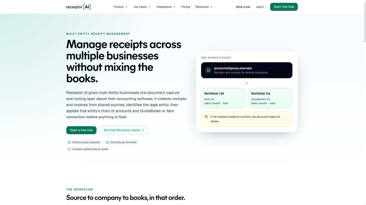 Receiptor — Set up entities and charts of accounts