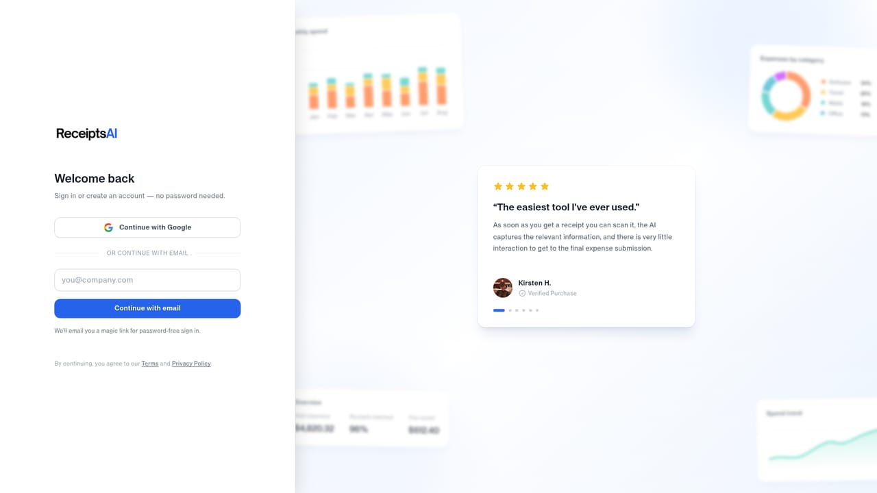 ReceiptsAI — Sign up for a free account
