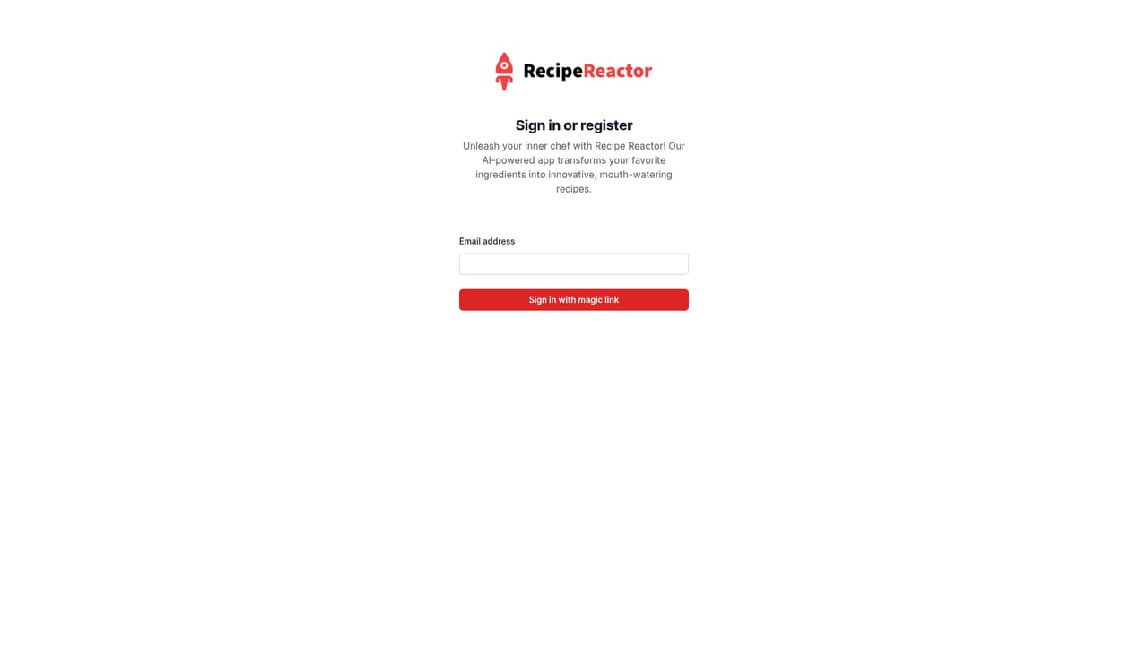Recipe reactor — Create your account