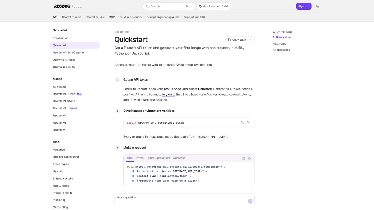 Recraft — Move to the API for scale