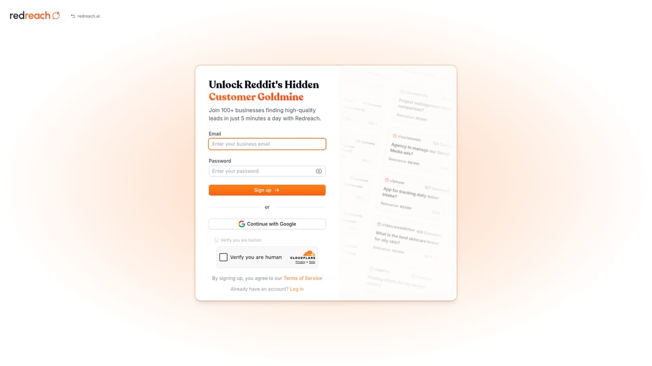 Redreach — Create your account