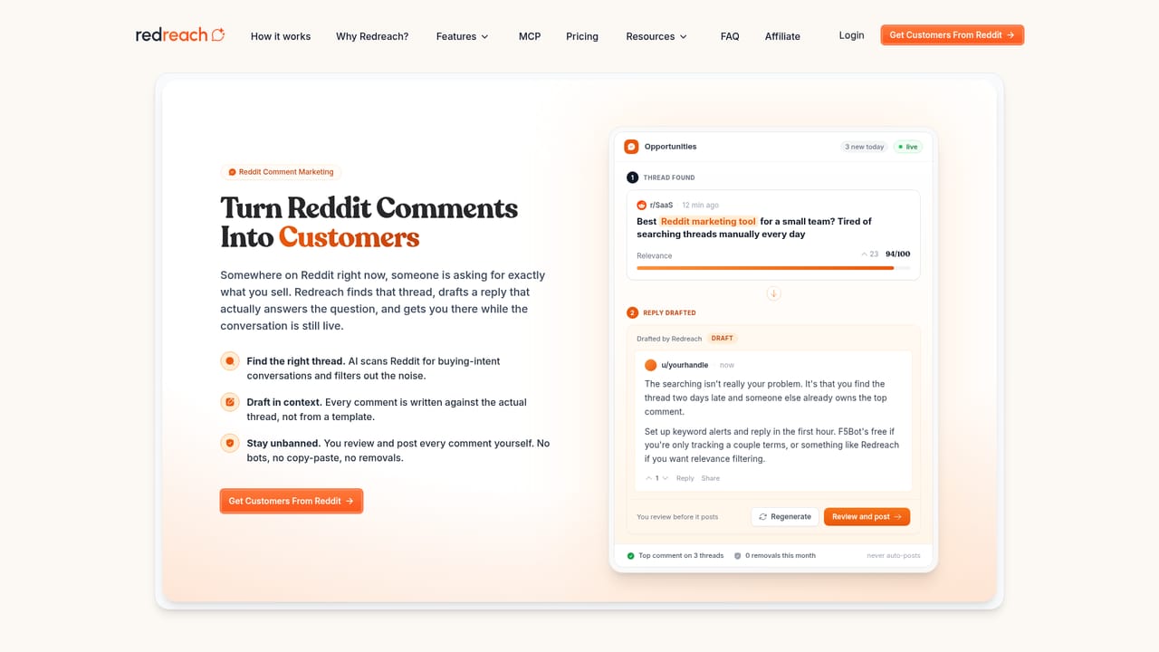 Redreach — Draft and post replies