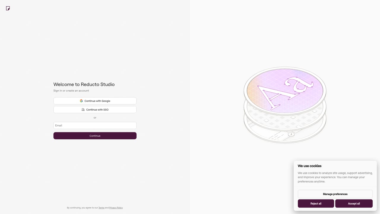 Reducto — Open Studio and upload a document