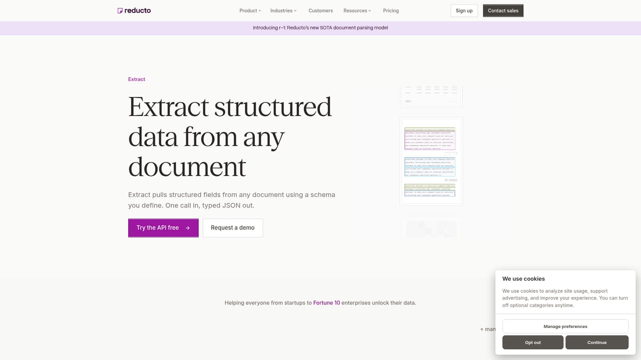 Reducto — Define an extraction schema