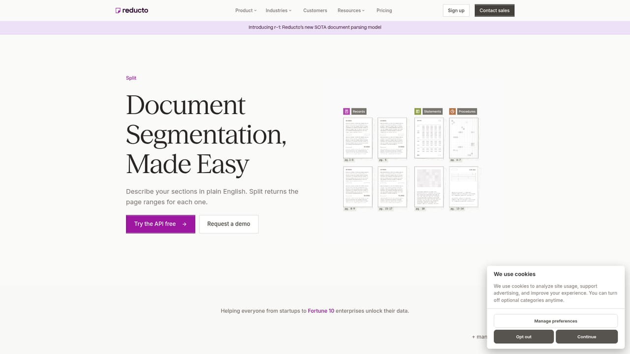 Reducto — Split multi-document files