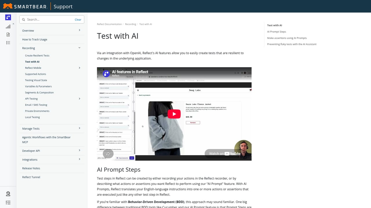 Reflect.run — Write your first test in plain English