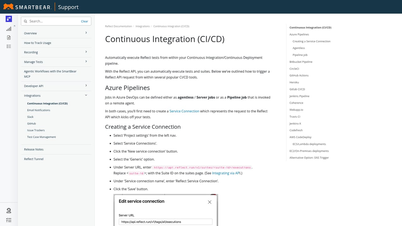 Reflect.run — Connect CI/CD and issue tracking