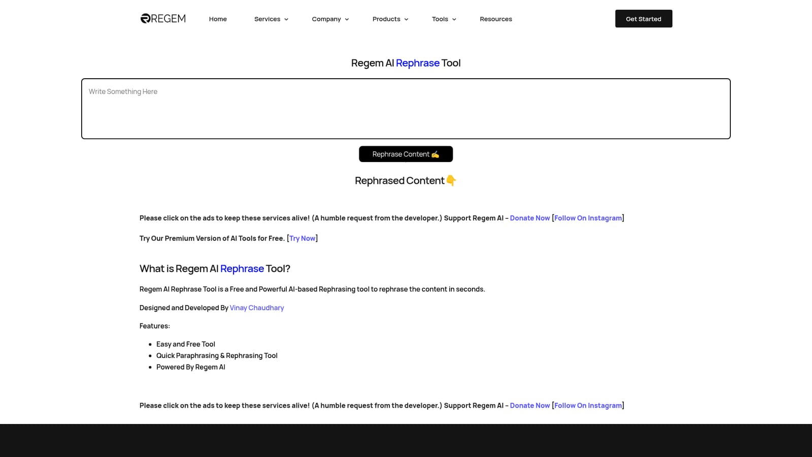 Regem — Open the rephrase tool