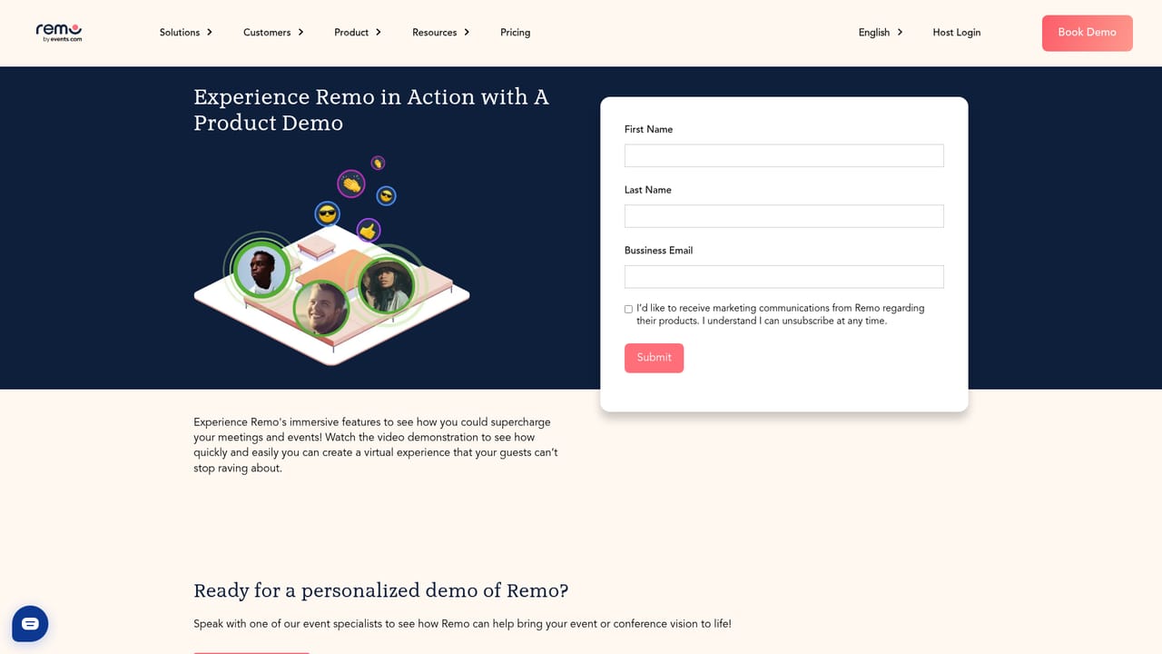 Remo.co — Book a demo and walk through the platform