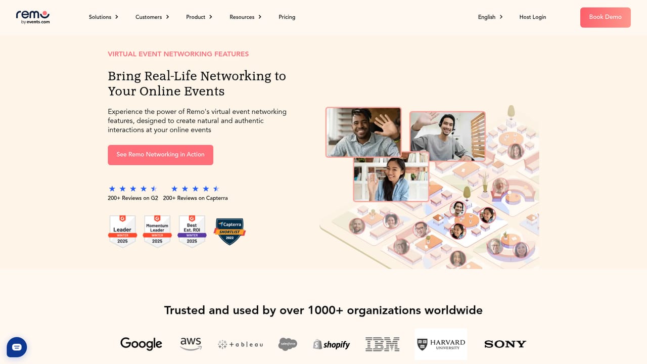 Remo.co — Set up networking and presentation spaces
