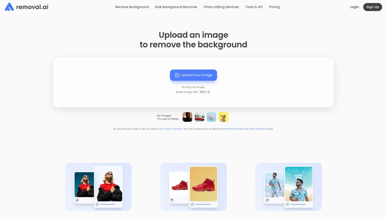 Removal.ai — Open the remover and add an image